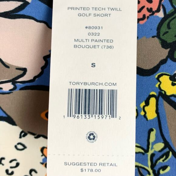 Tory Burch Womens Performace Printed Golf Skort Multi Painted Bouquet Size Small - Picture 4 of 16